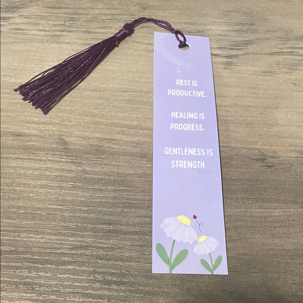 Purple Floral Inspirational Tassel Bookmark